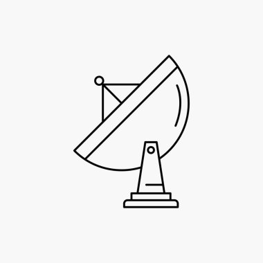 uydu, anten, radar, alan, satırı simgesi çanağı. İzole vektör çizim