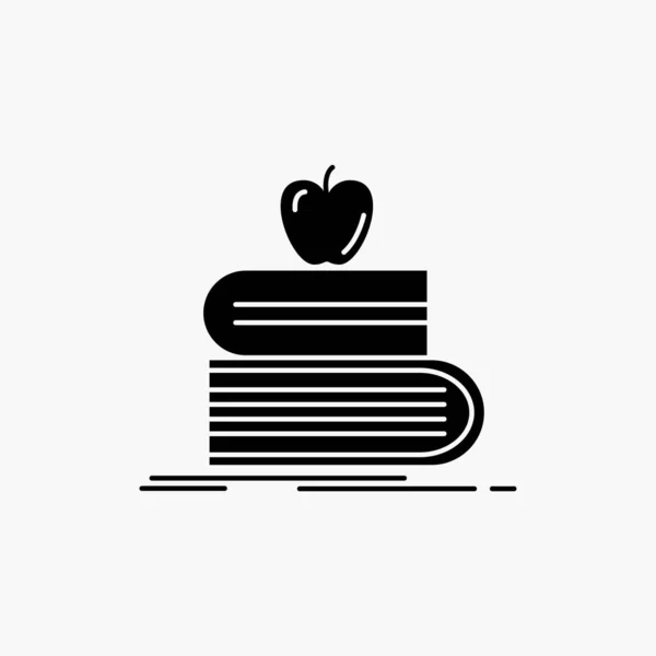 Terug Naar School School Student Boeken Apple Glyph Pictogram Vectorillustratie — Stockvector