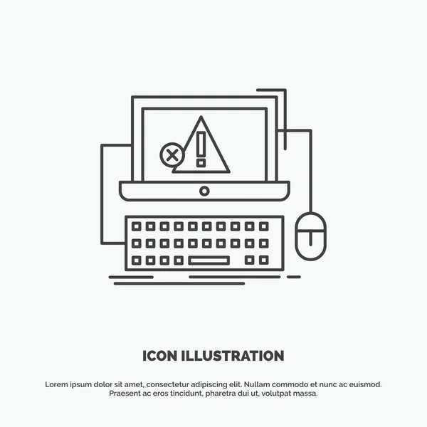 Computer Crash Error Failure System Icon Line Vector Gray Symbol — Wektor stockowy
