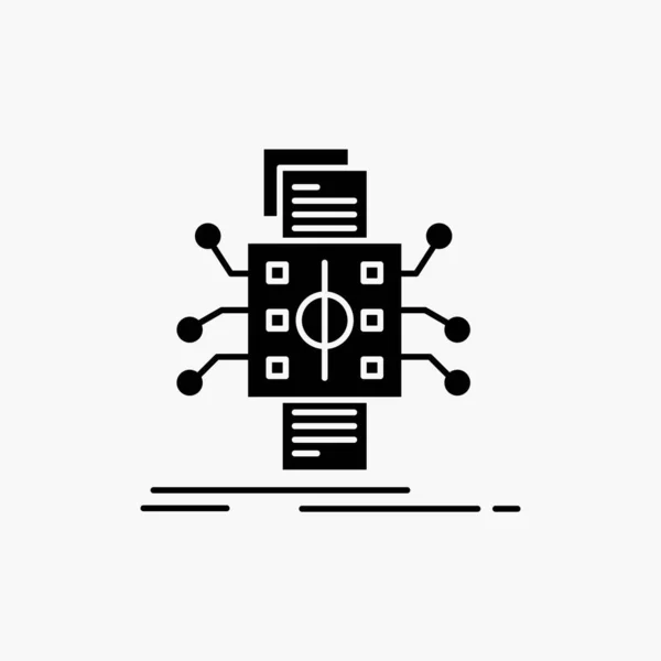 Analyse Data Datum Verwerking Glyph Pictogram Rapportage Vectorillustratie Geïsoleerd — Stockvector