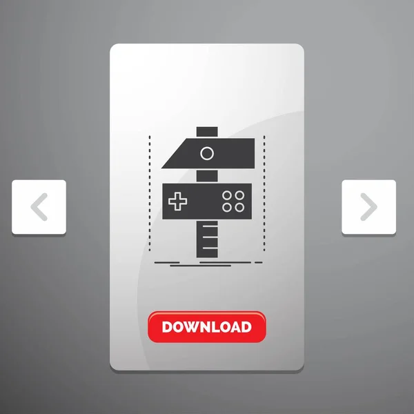 개발자 페이지 슬라이더 디자인 다운로드 버튼에 아이콘 — 스톡 벡터