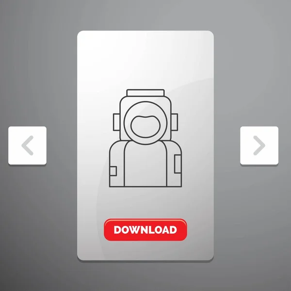 Astronaut Space Spaceman Helmet Suit Line Icon Carousal Pagination Slider — Stock Vector