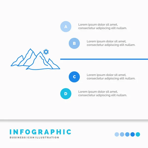 Berg Landschaft Hügel Natur Sonne Infografik Vorlage Für Website Und — Stockvektor