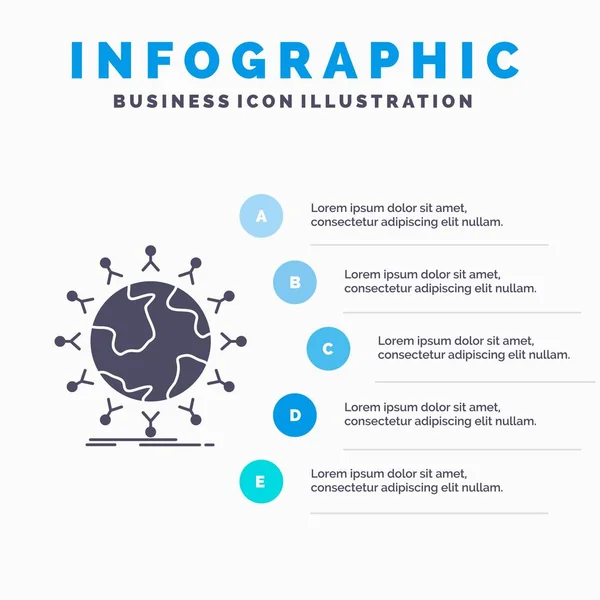 Global Student Network Globe Kids Infographics Template Website Presentation Glyph — Stock Vector