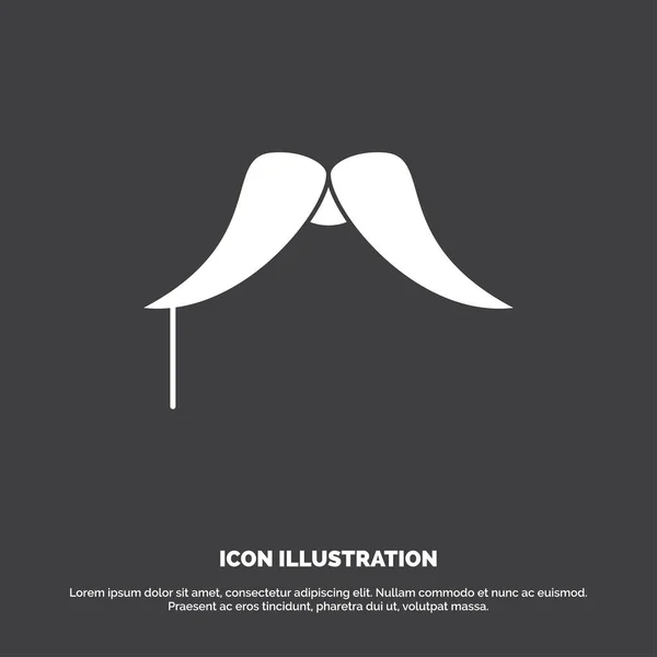 Moustache Hipster Movember Mâle Hommes Icône Symbole Vectoriel Glyphe Pour — Image vectorielle