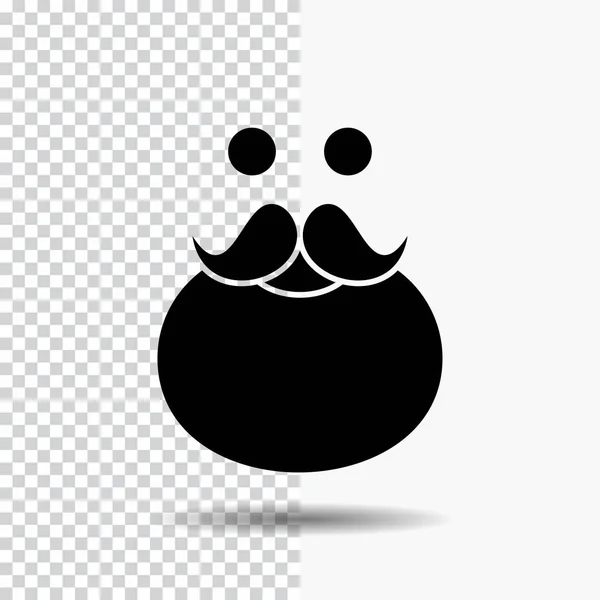 Moustache Hipster Movember Santa Beared Glyph Icon Transparent Background Black — Stock Vector