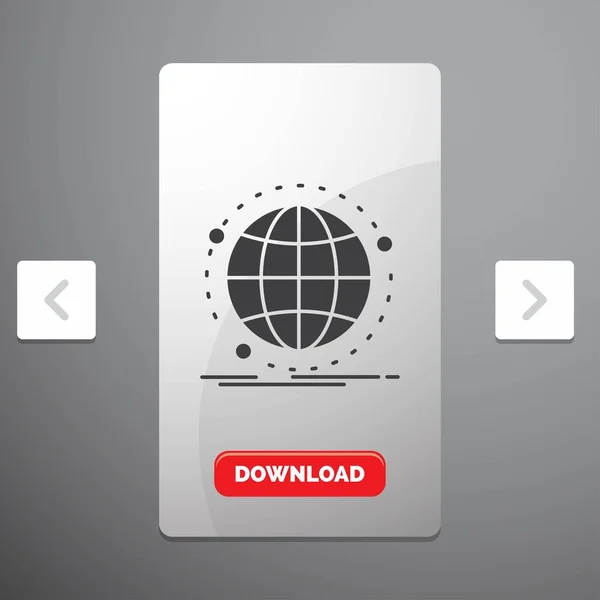 데이터 글로벌 인터넷 네트워크 페이지 슬라이더 디자인 다운로드 버튼에 아이콘 — 스톡 벡터