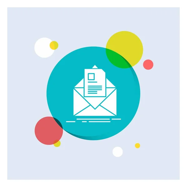 Posta Contratto Lettera Mail Briefing White Glyph Icon Colorato Cerchio — Vettoriale Stock