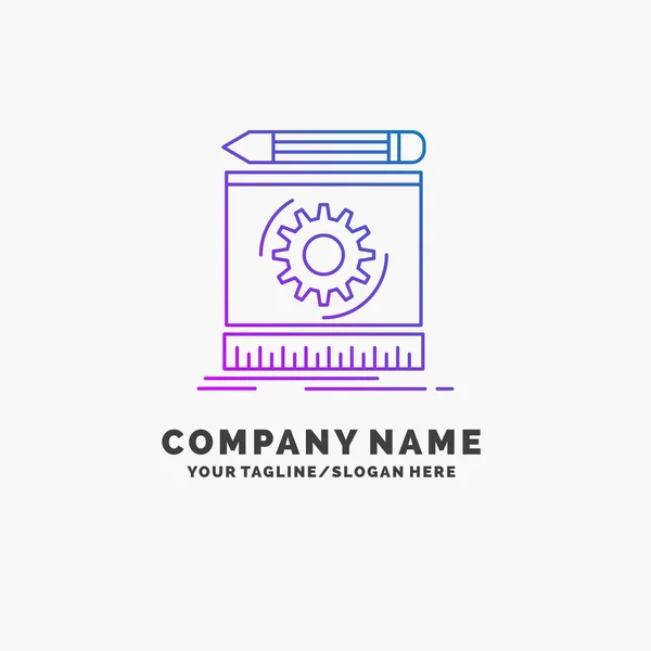 Rascunho Engenharia Processo Protótipo Prototipagem Purple Business Logo Template Lugar — Vetor de Stock