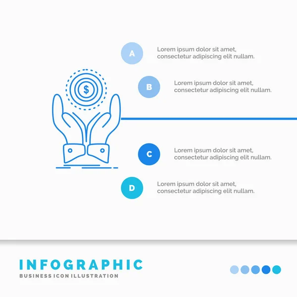 Monet Ręka Stos Dolar Dochód Infografiki Szablon Dla Strony Internetowej — Wektor stockowy
