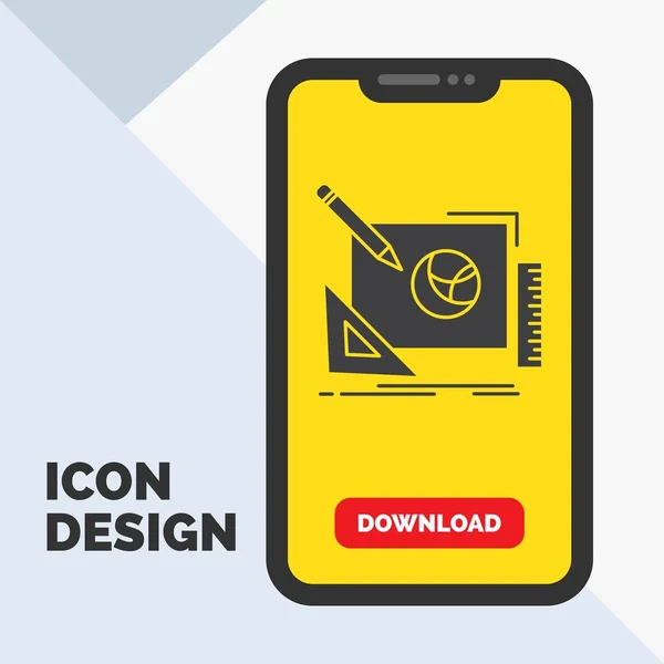 Logo Design Creative Idea Design Process Glyph Icon Mobile Download — Vector de stock