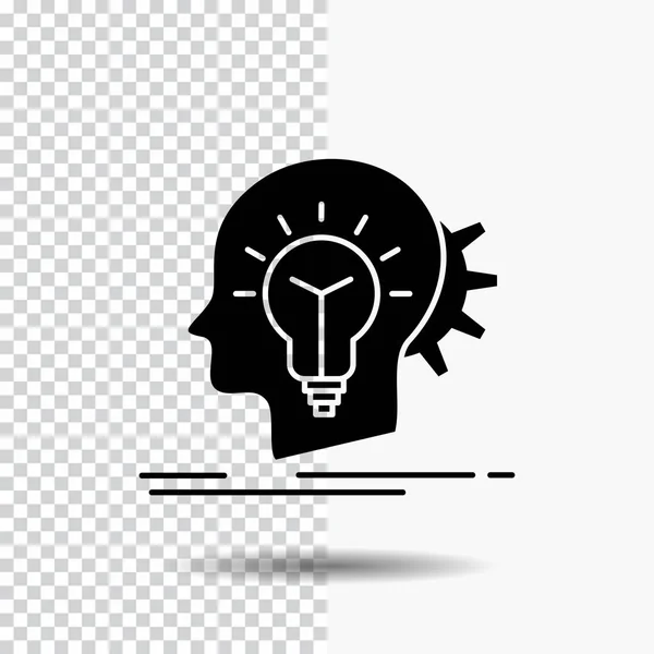 Creative Creativity Head Idea Thinking Glyph Icon Transparent Background Black — Stock Vector