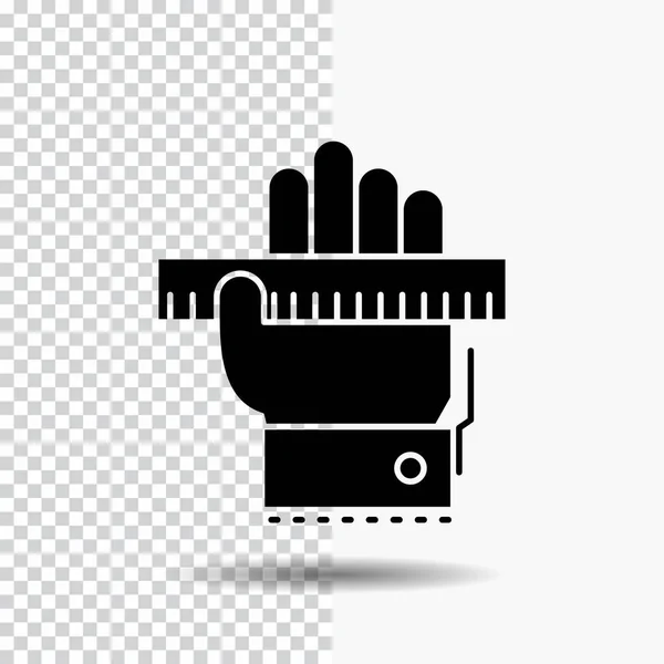 Education Hand Learn Learning Ruler Glyph Icon Transparent Background Black — Stock Vector