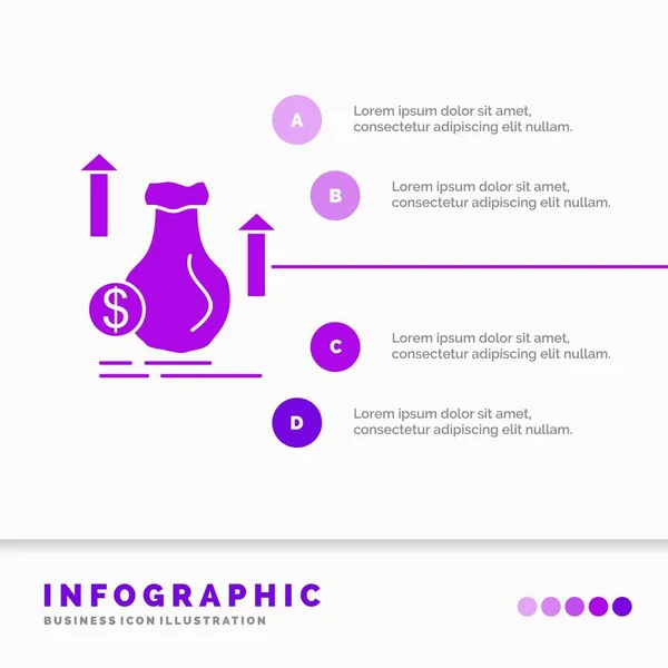 Money Bag Dollar Growth Stock Infographics Template Website Presentation Glyph — Stock Vector