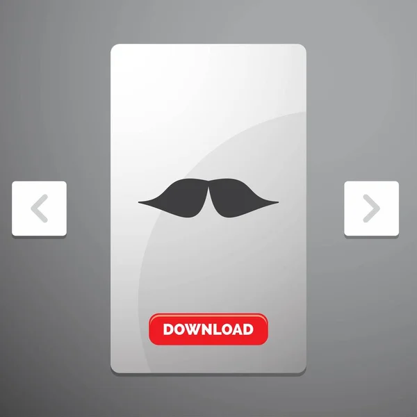 Wąsy Hipster Movember Mężczyzna Mężczyźni Ikona Glifów Libacja Paginacja Suwak — Wektor stockowy