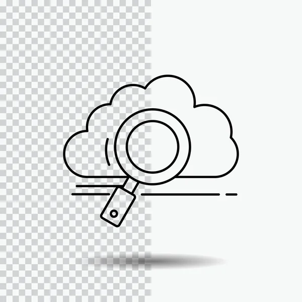 Cloud Search Storage Technology Computing Line Icon Transparent Background Icono — Archivo Imágenes Vectoriales