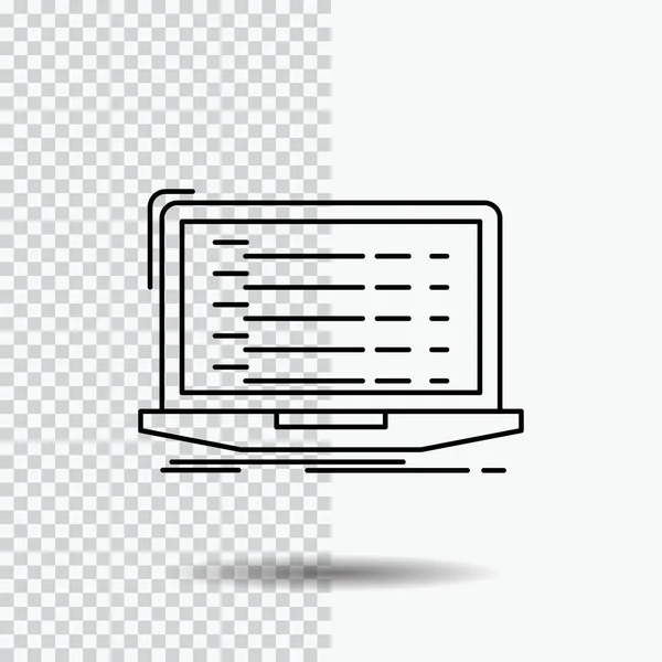 Api App Codifica Sviluppatore Laptop Line Icon Sfondo Trasparente Illustrazione — Vettoriale Stock