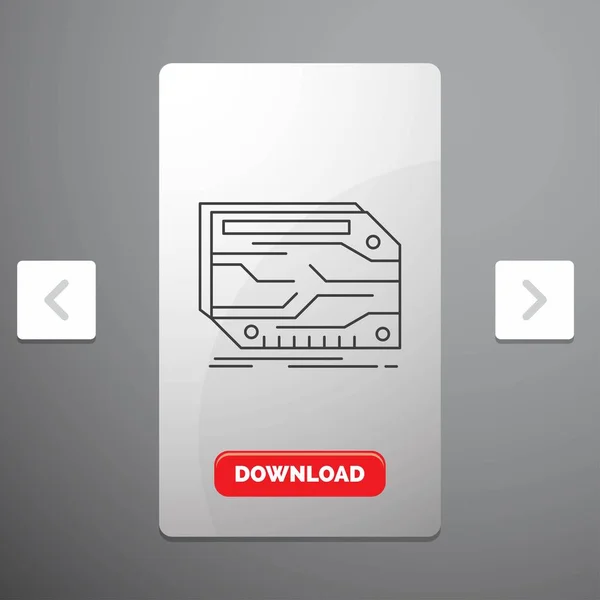 Carte Composant Personnalisé Électronique Mémoire Ligne Icône Carrousel Pagination Slider — Image vectorielle