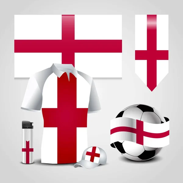 England United Kingdom Country Flag Place Auf Shirt Feuerzeug Fußball — Stockvektor