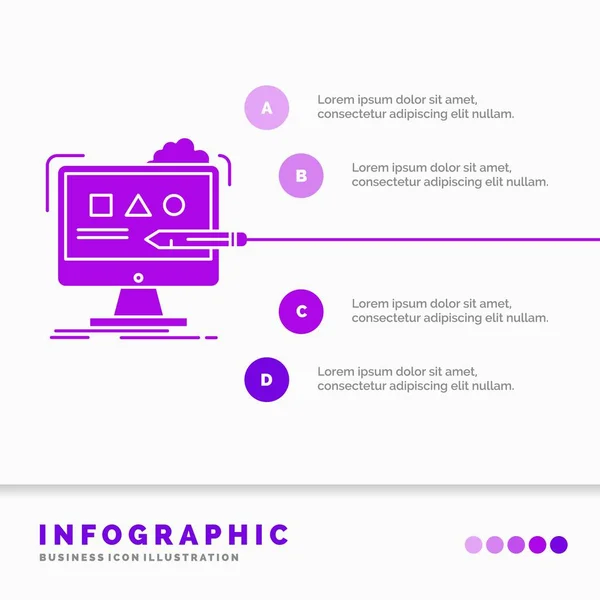 Arte Computador Design Digital Estúdio Infographics Template Website Presentation Ilustração —  Vetores de Stock