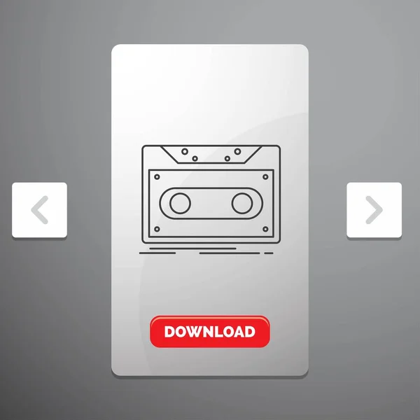 Cassette Démo Disque Bande Enregistrement Ligne Icône Carrousel Pagination Slider — Image vectorielle