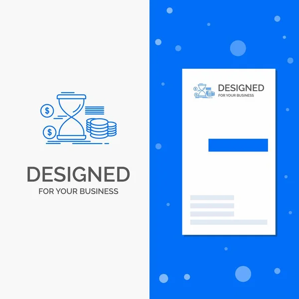 Бизнес Менеджмент Деньги Время Монеты Вертикальный Синий Шаблон Бизнес Визитной — стоковый вектор
