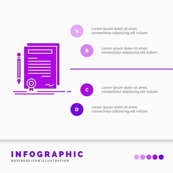 Business Certificate Contract Degree Document Infographics Template Website Presentation Glyph — Stock Vector