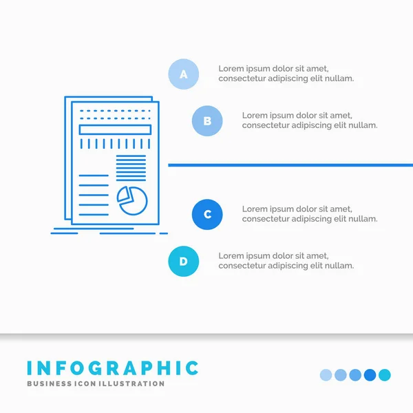 Business Data Finance Report Statistics Infographics Template Website Presentation Línea — Vector de stock