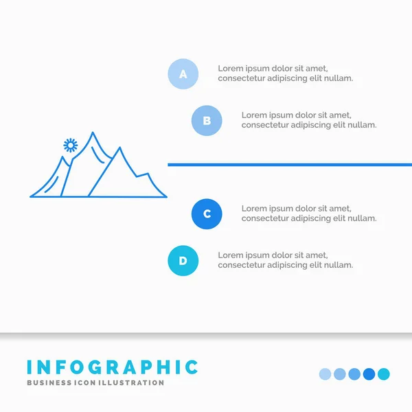 Hügel Landschaft Natur Berg Sonne Infografik Vorlage Für Website Und — Stockvektor