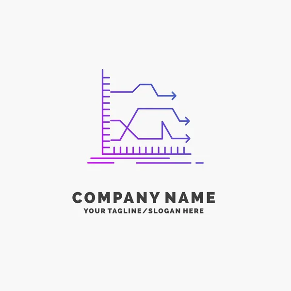 Setas Para Frente Gráfico Mercado Previsão Purple Business Logo Template —  Vetores de Stock