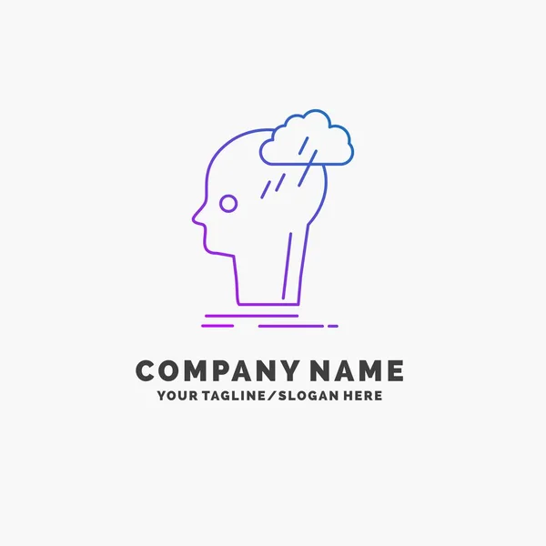 Brainstorm Creativo Testa Idea Pensiero Purple Business Logo Template Luogo — Vettoriale Stock