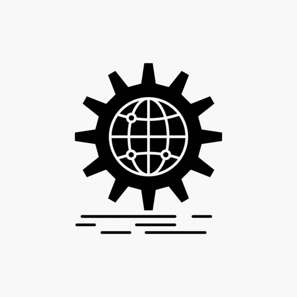 Mezinárodní Obchod Glóbus Celém Světě Zařízení Ikonu Glyfů Izolované Vektorové — Stockový vektor