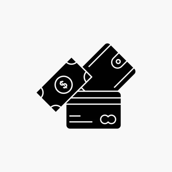 Cartão Crédito Dinheiro Moeda Dólar Carteira Glyph Icon Ilustração Isolada — Vetor de Stock