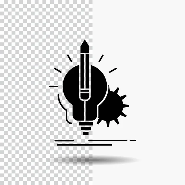 Idée Perspicacité Clé Lampe Ampoule Glyph Icône Sur Fond Transparent — Image vectorielle