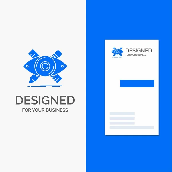 Logo Tasarım Tasarımcı Illüstrasyon Kroki Araçlar Için Dikey Mavi Kart — Stok Vektör