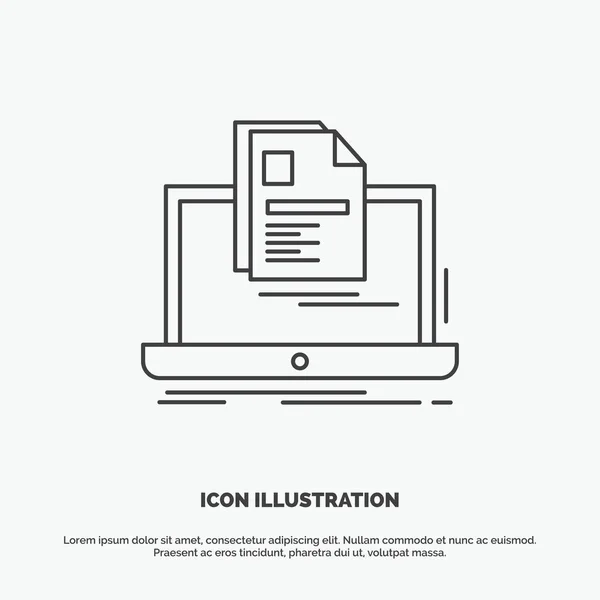 Account Laptop Report Print Resume Icon Line Vector Gray Symbol — Stock Vector