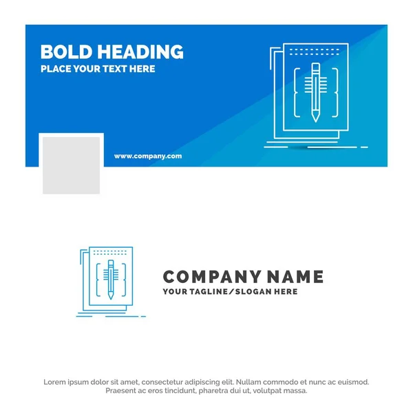 Niebieski Firmy Logo Szablon Kodu Edytor Język Edycja Program Projektowanie — Wektor stockowy