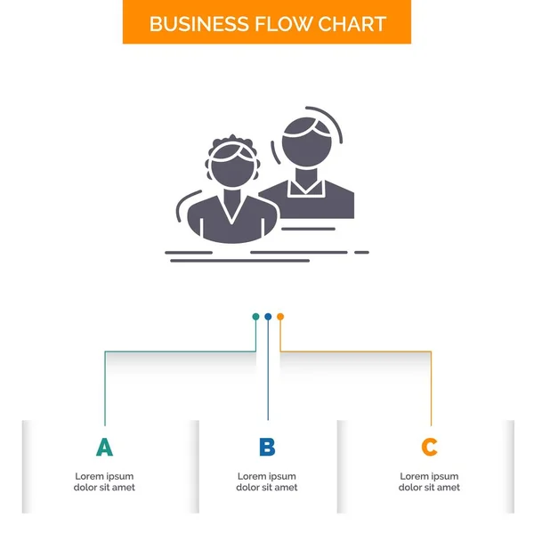 Student Angestellter Gruppe Paar Team Business Flow Chart Design Mit — Stockvektor