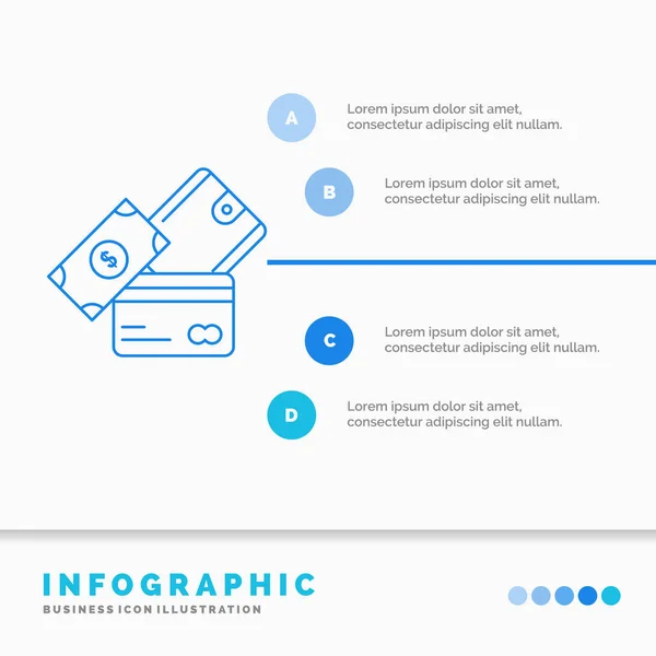 Кредитна Картка Гроші Валюта Долар Гаманець Шаблон Інфографіки Веб Сайту — стоковий вектор