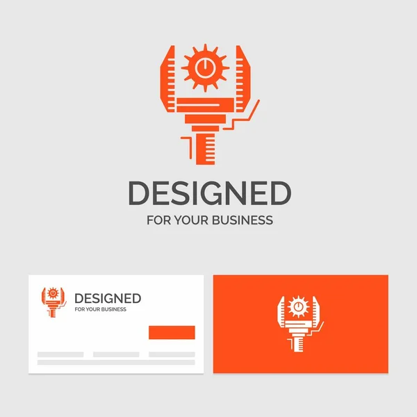 Logovorlage Für Automation Industrie Maschinen Produktion Robotik Orangefarbene Visitenkarten Mit — Stockvektor