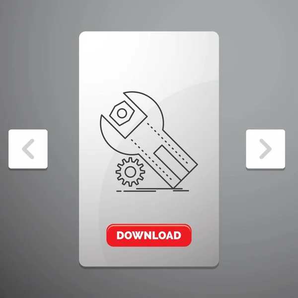 Paramètres App Installation Maintenance Service Icône Ligne Dans Carrousel Pagination — Image vectorielle