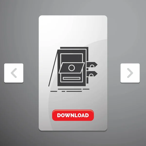 Pos 시스템 페이지 슬라이더 디자인 빨간색 다운로드 버튼에 아이콘 — 스톡 벡터