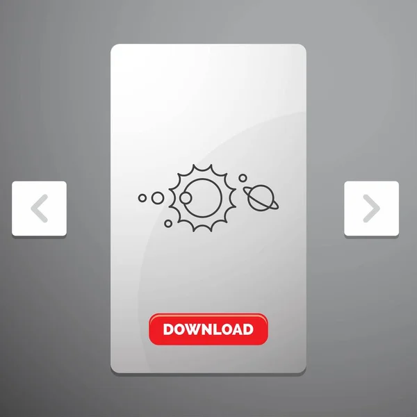 システム 太陽系天文学大酒盛り改ページ調整スライダー設計 赤いダウンロード ボタンで線のアイコン — ストックベクタ