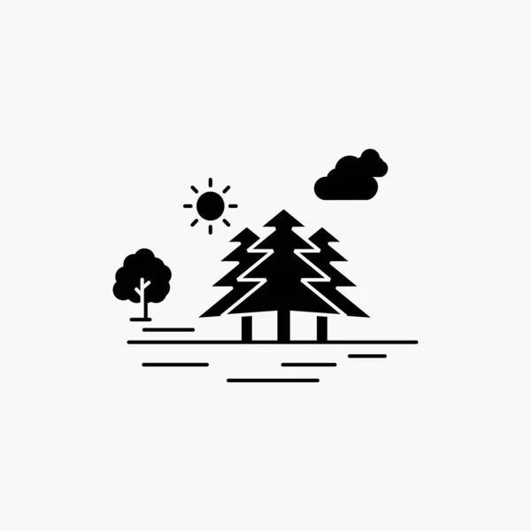 Berg Heuvel Landschap Natuur Wolken Glyph Pictogram Vectorillustratie Geïsoleerd — Stockvector