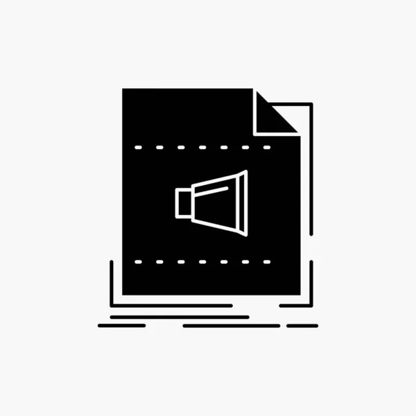 Аудіо Файл Формат Музика Звук Піктограми Гліфа Векторні Ізольовані Ілюстрації — стоковий вектор