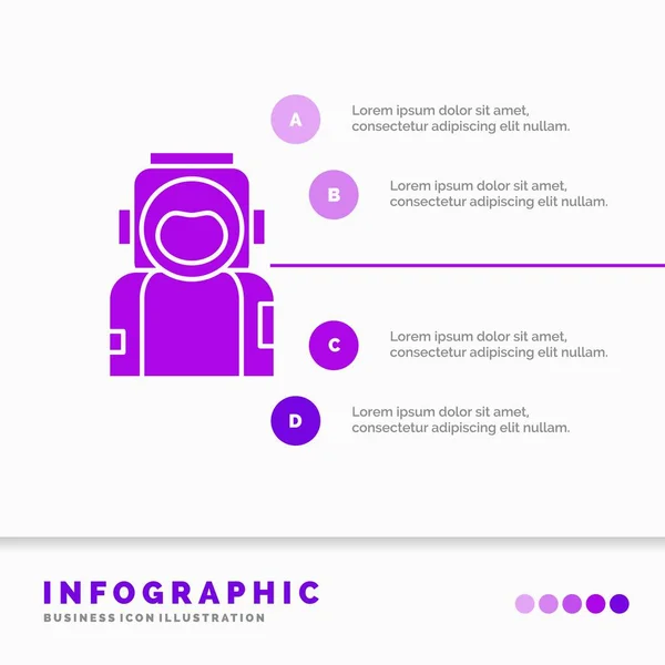 Astronauta Espaço Astronauta Capacete Terno Infographics Template Website Presentation Ilustração — Vetor de Stock