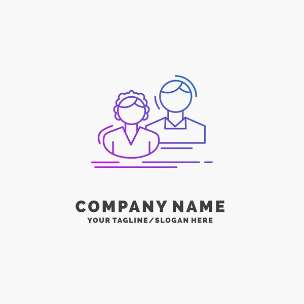 Estudante Empregado Grupo Casal Equipe Purple Business Logo Template Lugar —  Vetores de Stock