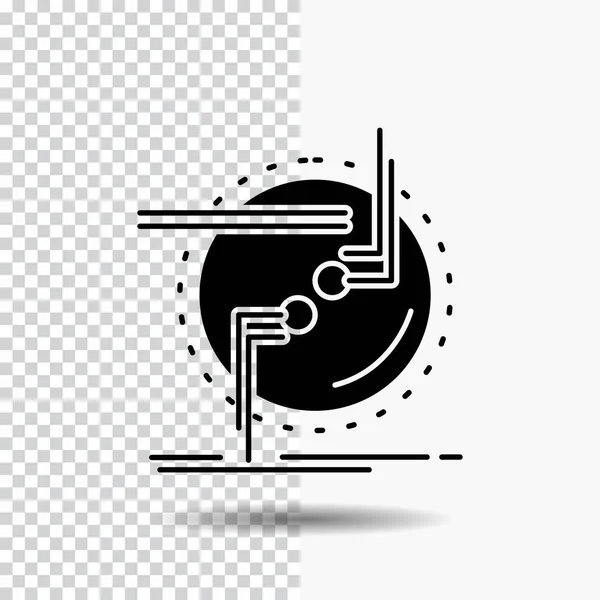 Цепь Подключение Подключение Соединение Провод Икона Glyph Прозрачном Фоне Черная — стоковый вектор