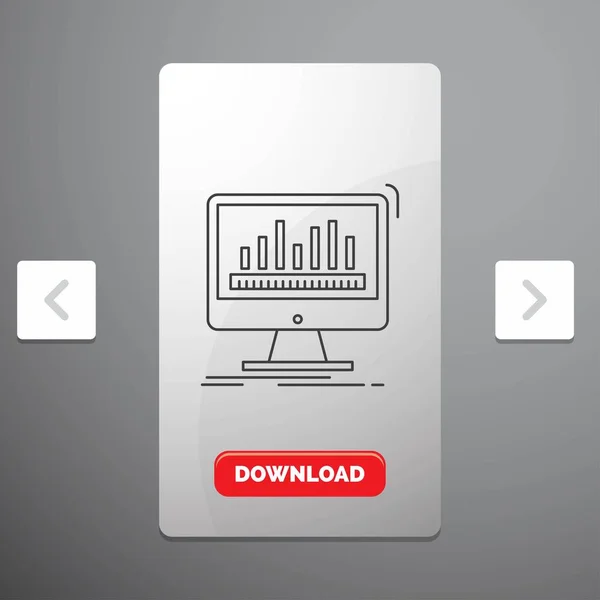 Analytics Processing Dashboard Data Stats Icona Line Carousal Pagination Slider — Vettoriale Stock