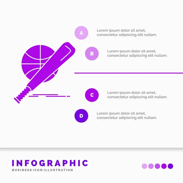 Baseball Basket Ball Game Fun Plantilla Infografías Para Sitio Web — Vector de stock